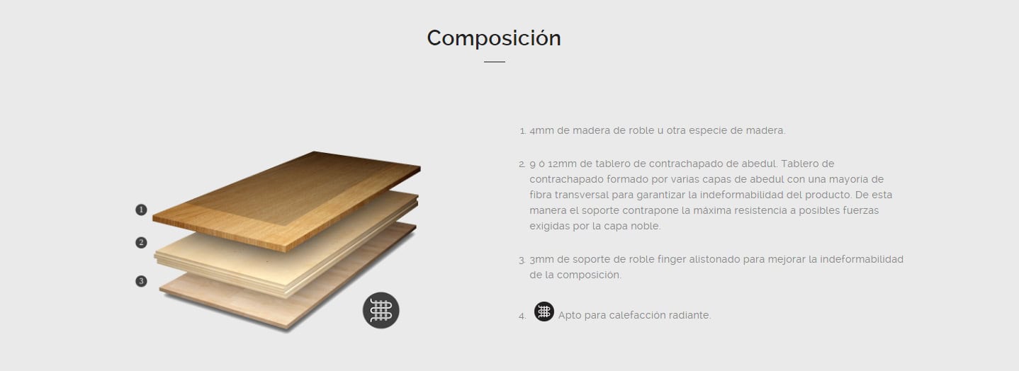Parquet multicapa de tablero marino